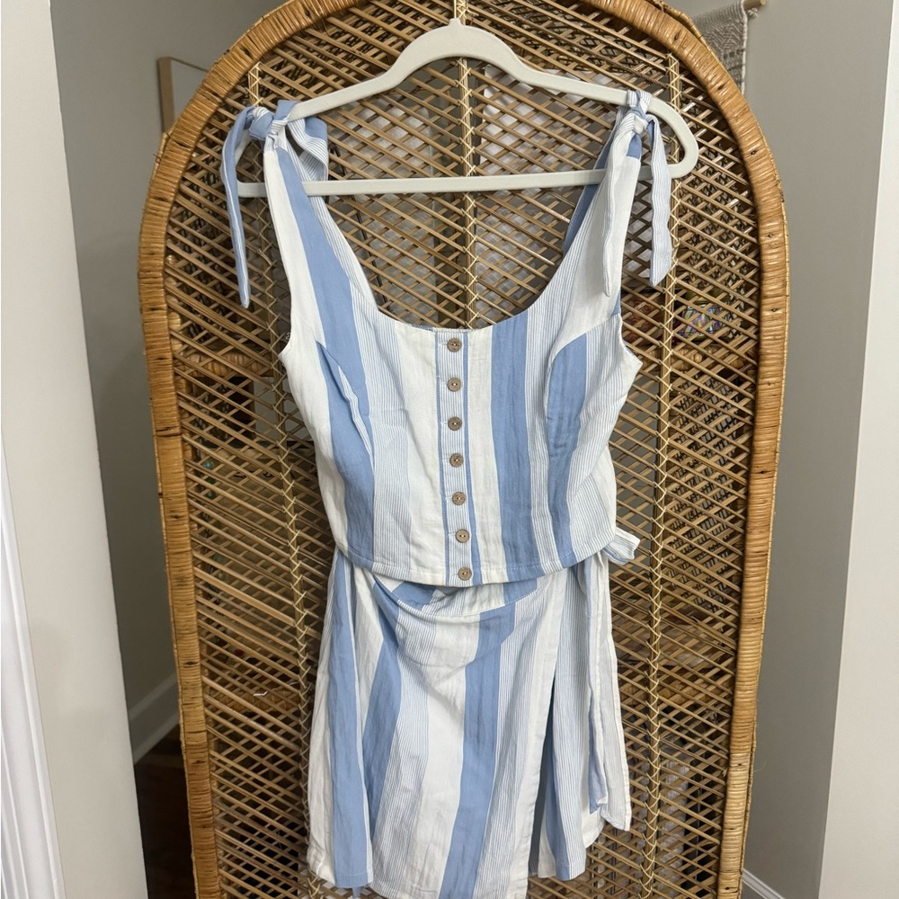 Allison & Kelly Blue and White Striped Two Piece Set